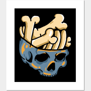 Skull head bone pixel Posters and Art